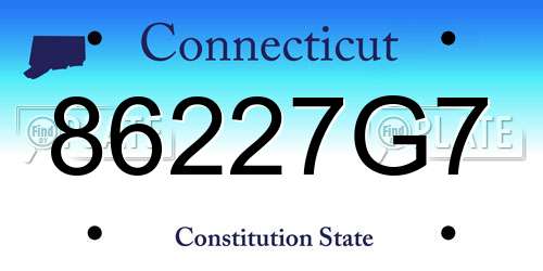 86227G7 Connecticut License Plate