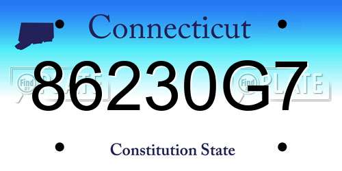 86230G7 Connecticut License Plate