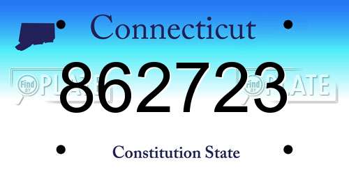 862723 Connecticut License Plate