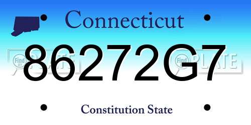 86272G7 Connecticut License Plate