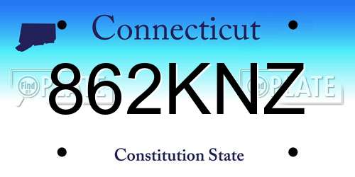 862KNZ Connecticut License Plate