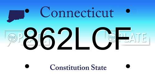 862LCF Connecticut License Plate