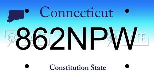 862NPW Connecticut License Plate