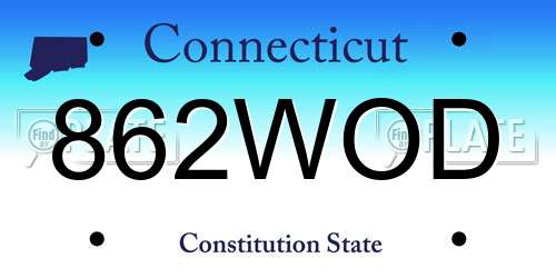 862WOD Connecticut License Plate