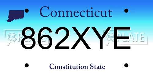 862XYE Connecticut License Plate