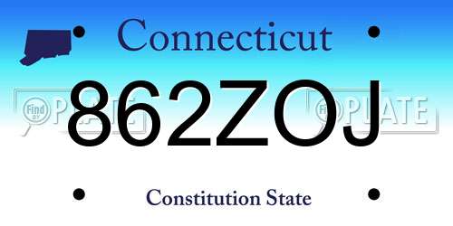 862ZOJ Connecticut License Plate