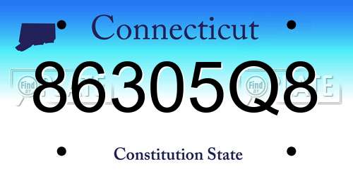 86305Q8 Connecticut License Plate