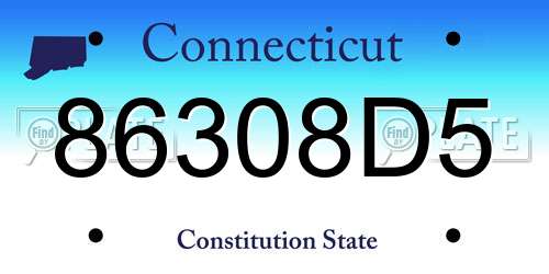 86308D5 Connecticut License Plate