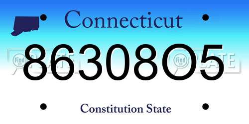 86308O5 Connecticut License Plate