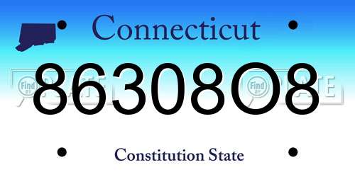 86308O8 Connecticut License Plate