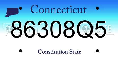 86308Q5 Connecticut License Plate