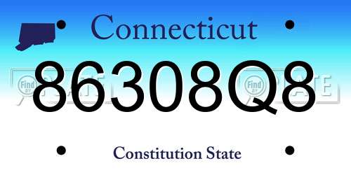 86308Q8 Connecticut License Plate