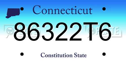 86322T6 Connecticut License Plate