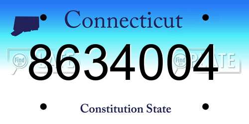 8634004 Connecticut License Plate