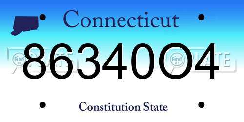 86340O4 Connecticut License Plate