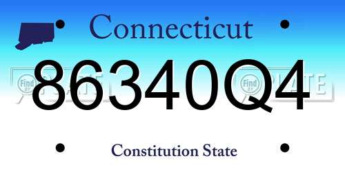 86340Q4 Connecticut License Plate