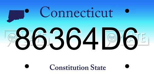 86364D6 Connecticut License Plate