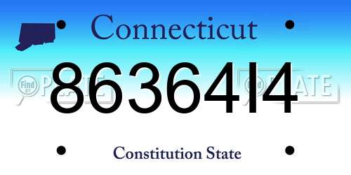 86364I4 Connecticut License Plate