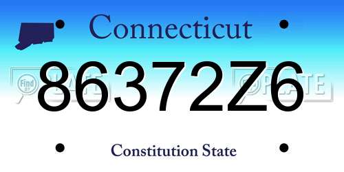 86372Z6 Connecticut License Plate