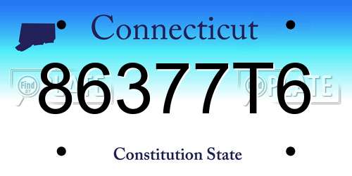 86377T6 Connecticut License Plate