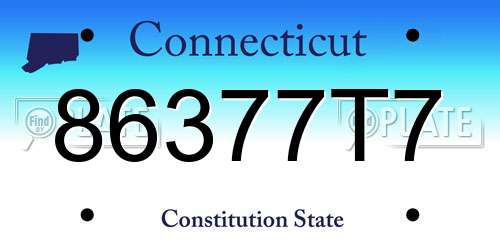 86377T7 Connecticut License Plate