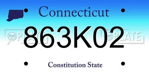 863K02 Connecticut License Plate