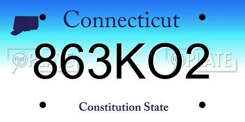 863KO2 Connecticut License Plate
