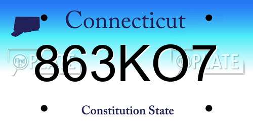 863KO7 Connecticut License Plate