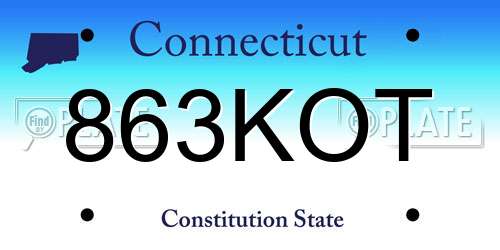 863KOT Connecticut License Plate