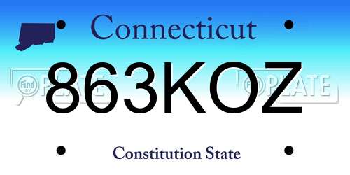 863KOZ Connecticut License Plate