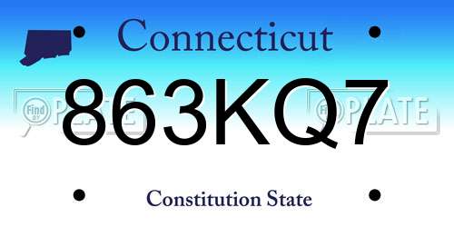 863KQ7 Connecticut License Plate