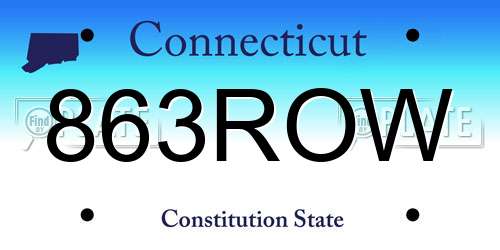 863ROW Connecticut License Plate