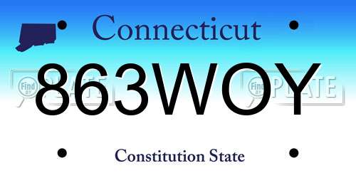 863WOY Connecticut License Plate