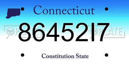 86452I7 Connecticut License Plate