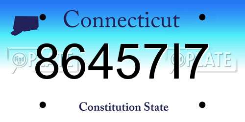 86457I7 Connecticut License Plate