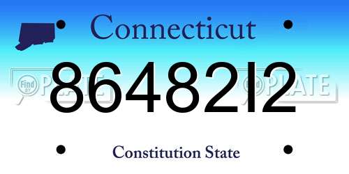 86482I2 Connecticut License Plate