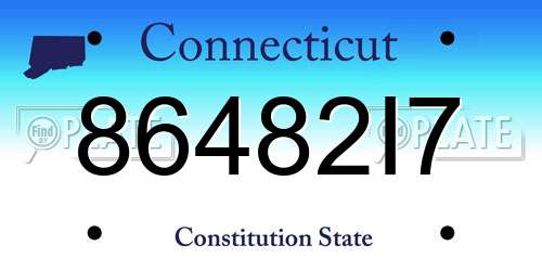 86482I7 Connecticut License Plate