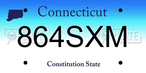 864SXM Connecticut License Plate
