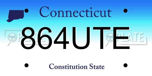 864UTE Connecticut License Plate