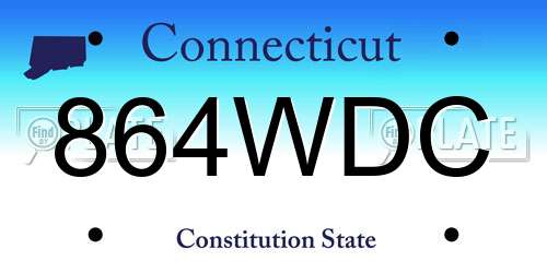 864WDC Connecticut License Plate