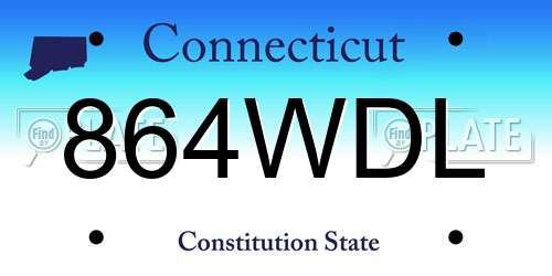 864WDL Connecticut License Plate