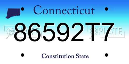 86592T7 Connecticut License Plate