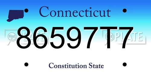 86597T7 Connecticut License Plate