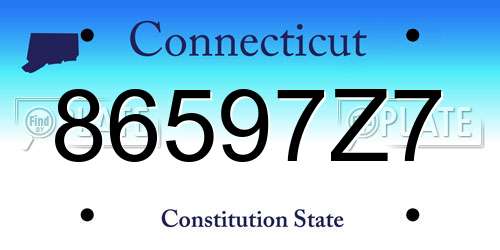 86597Z7 Connecticut License Plate