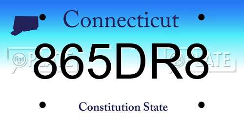 865DR8 Connecticut License Plate