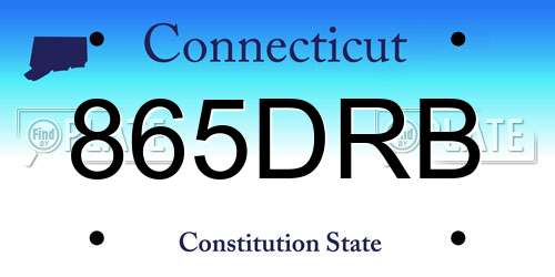 865DRB Connecticut License Plate