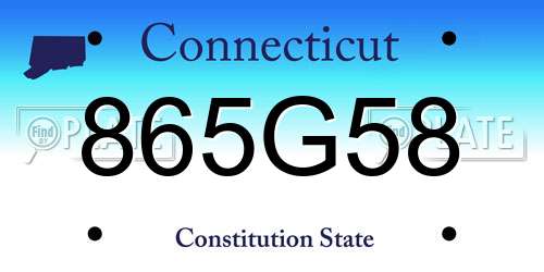 865G58 Connecticut License Plate