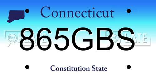 865GBS Connecticut License Plate