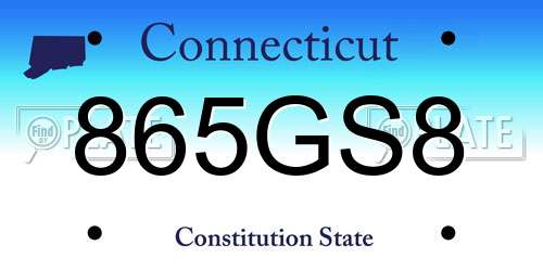 865GS8 Connecticut License Plate
