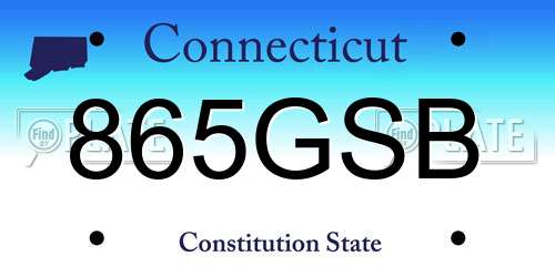 865GSB Connecticut License Plate